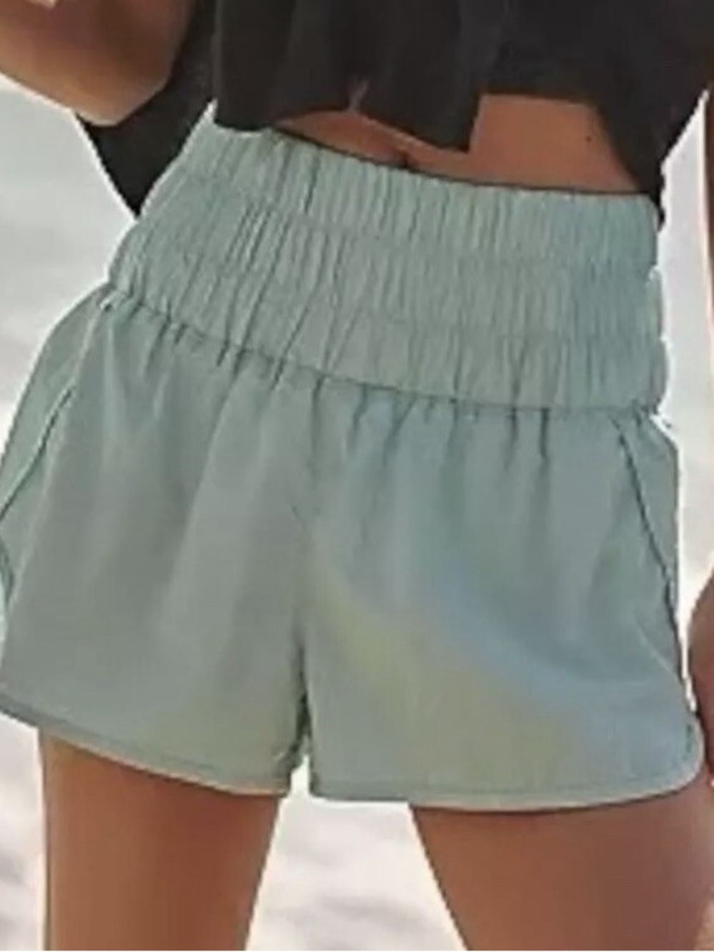 Free people movement way home Smocked Waist Sage Green Shorts